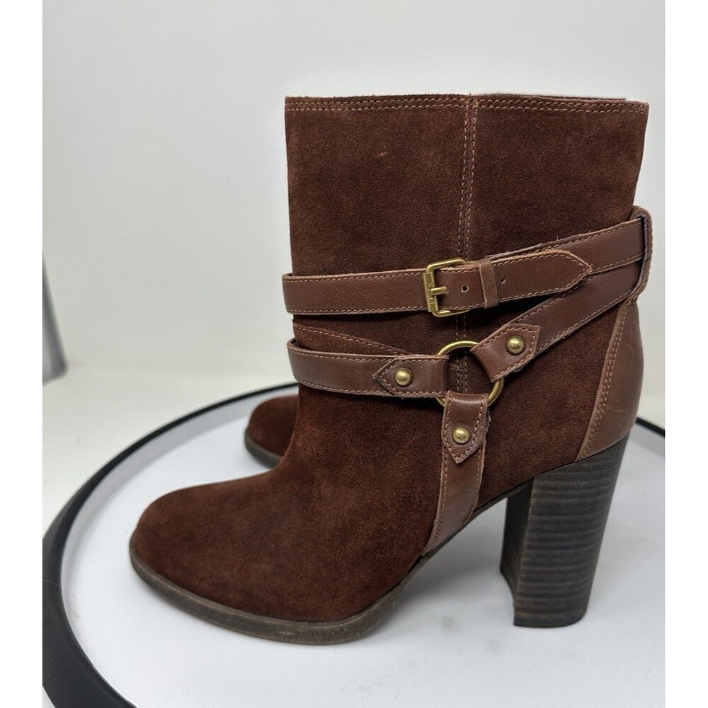 Ugg Dandridge Hight Heel  Mahogany Suede‎ Harness Wrap Boots Sz 8 EUC/39/